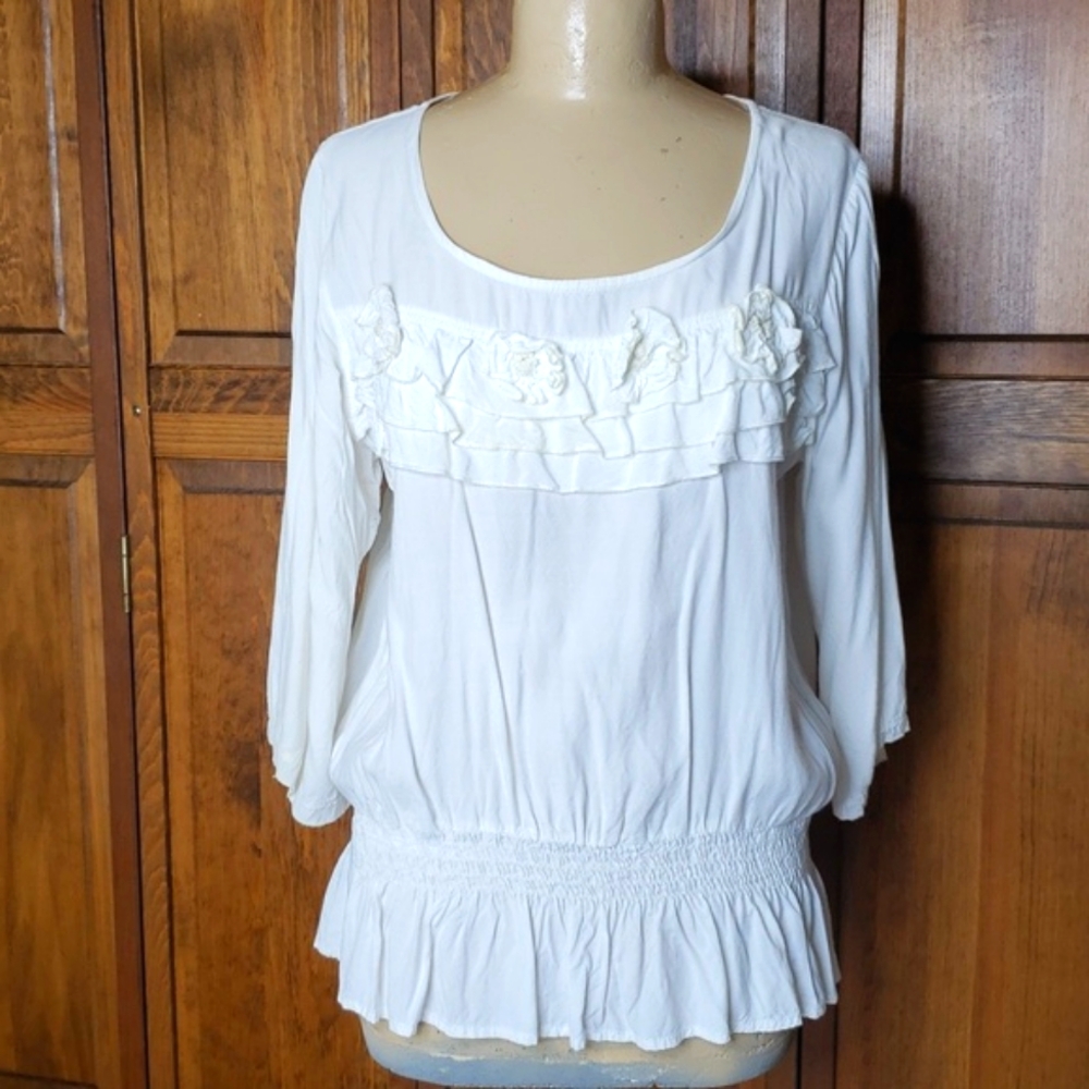 Check Me First Ruffled Top Sz 1X